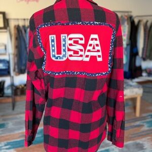 Upcycled Flannel w/ Vintage Graphic Tee Back Patch – Reworked Shirt